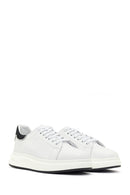 Men's White Lace-up Thick-Sole Leather Sneaker | Derimod