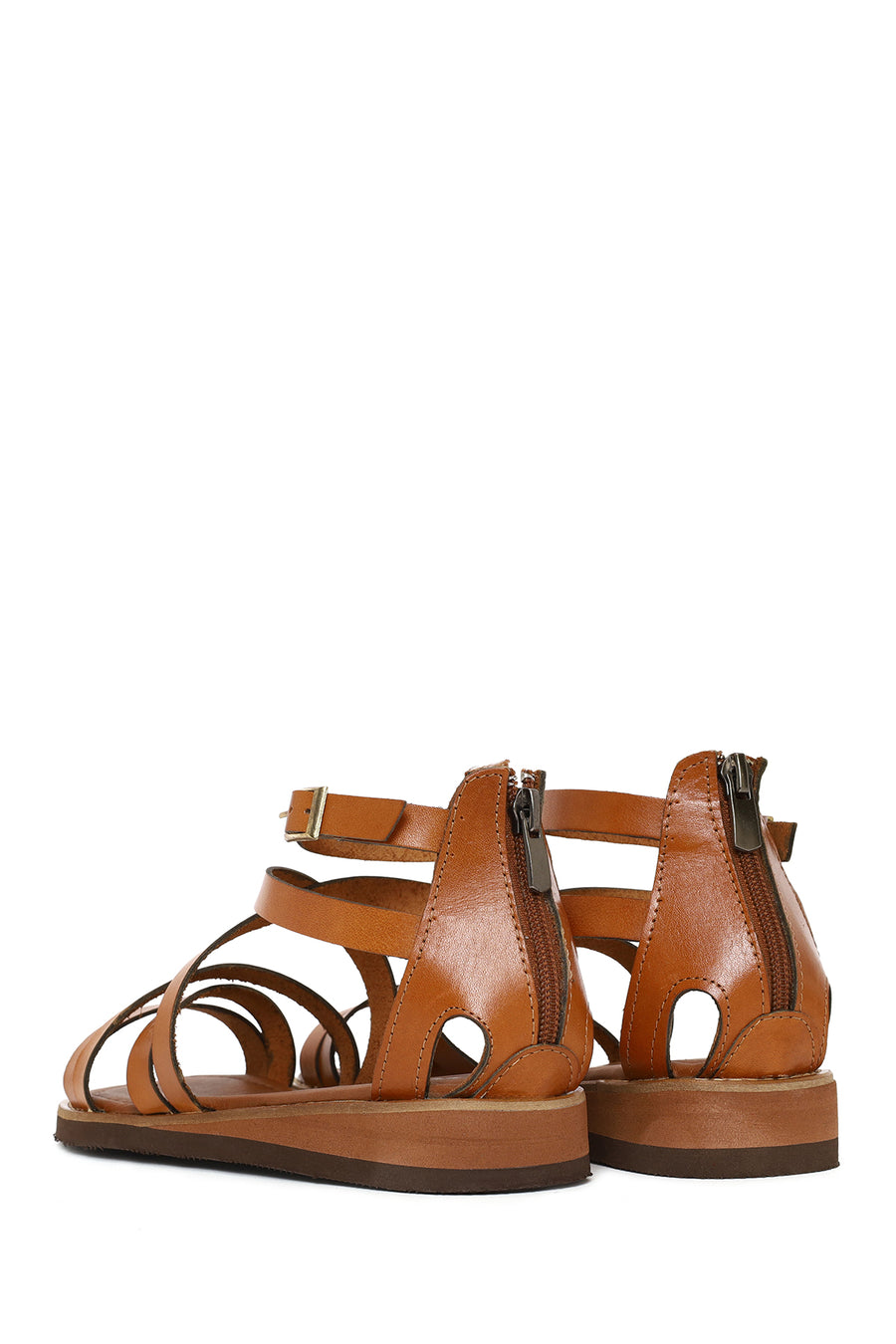 Woman Tan Ankle-Buckle Leather Bodrum Sandal
