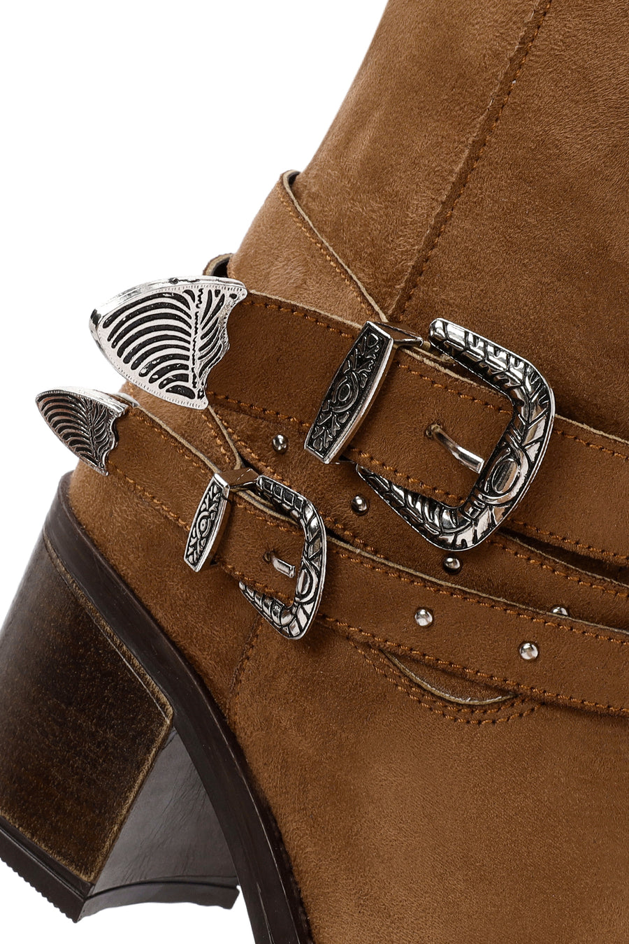 Women's Tan Suede Heeled Cowboy Boots