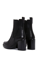 Women's Black Leather Heeled Chelsea Boots | Derimod