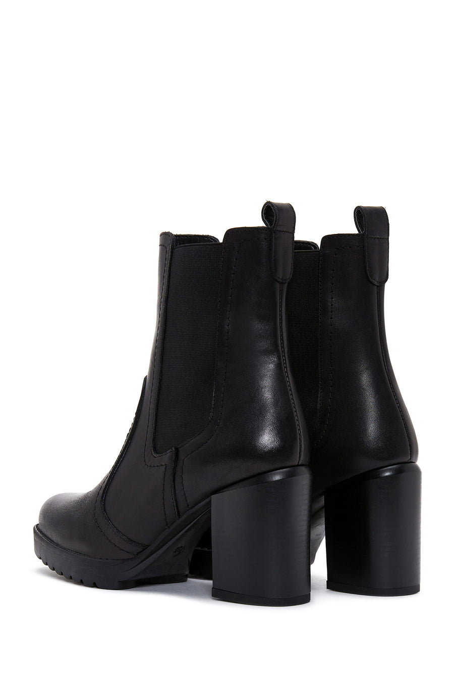 Women's Black Leather Heeled Chelsea Boots