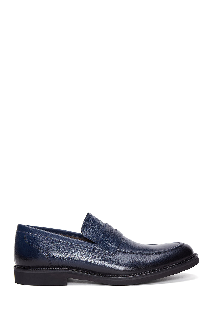 Men's Navy Blue Leather Casual Loafer 22WFD6009FT | Derimod