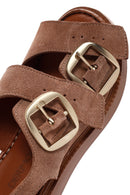 Kadın Pudra Kalın Tabanlı Tokalı Süet Deri Comfort Sandalet | Derimod