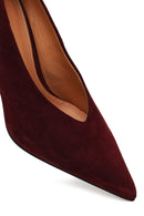 Kadın Bordo İnce Topuklu Süet Deri Stiletto | Derimod