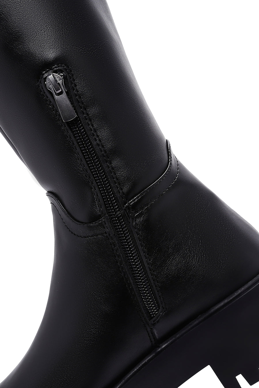 Women's Black Thick Soled Zippered Boots