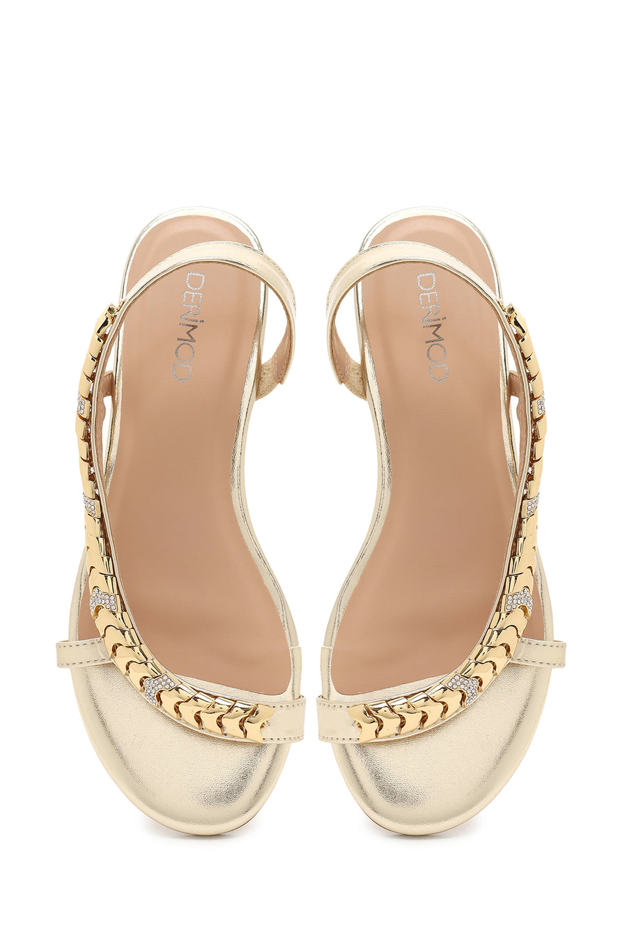 Woman Gold Stone-Embellished Sandal