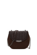 Woman Brown Chain Long-Strap Braided Crossbody Bag | Derimod
