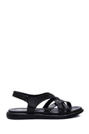 Women's Black Leather Comfort Sandals | Derimod