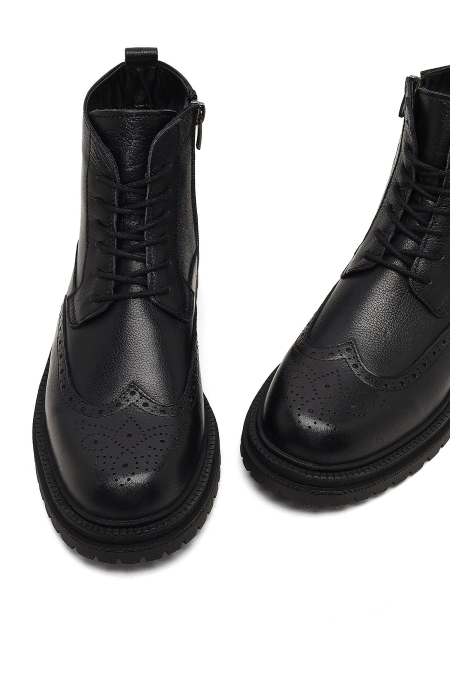 Men's Black Zippered Leather Boots