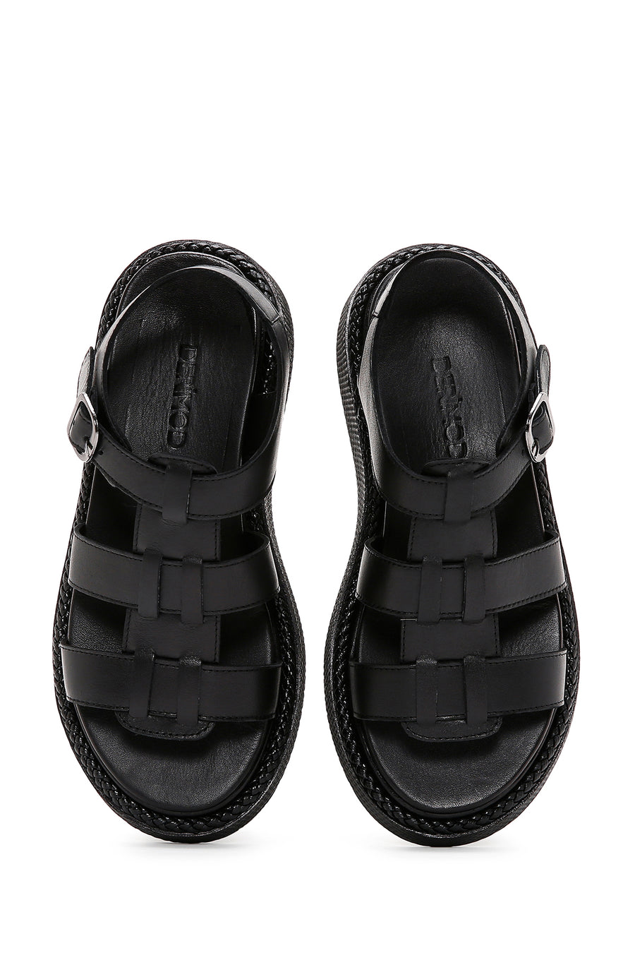 Women's Black Leather Comfort Sandals