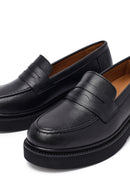 Woman Black Leather Masculine Loafer | Derimod