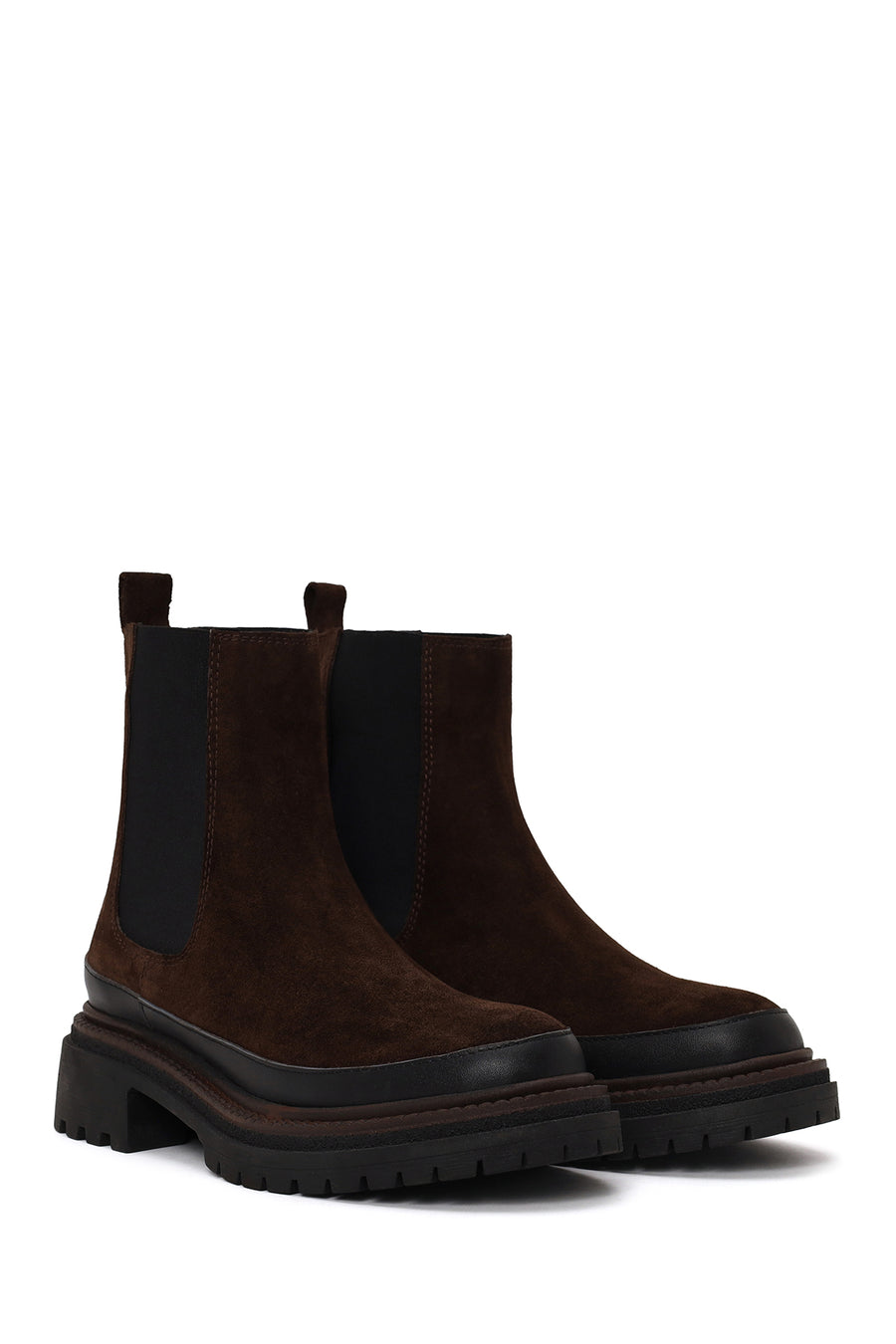 Woman Brown Thick-Soled Suede Chelsea Boots