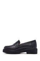 Woman Black Leather Masculine Loafer | Derimod