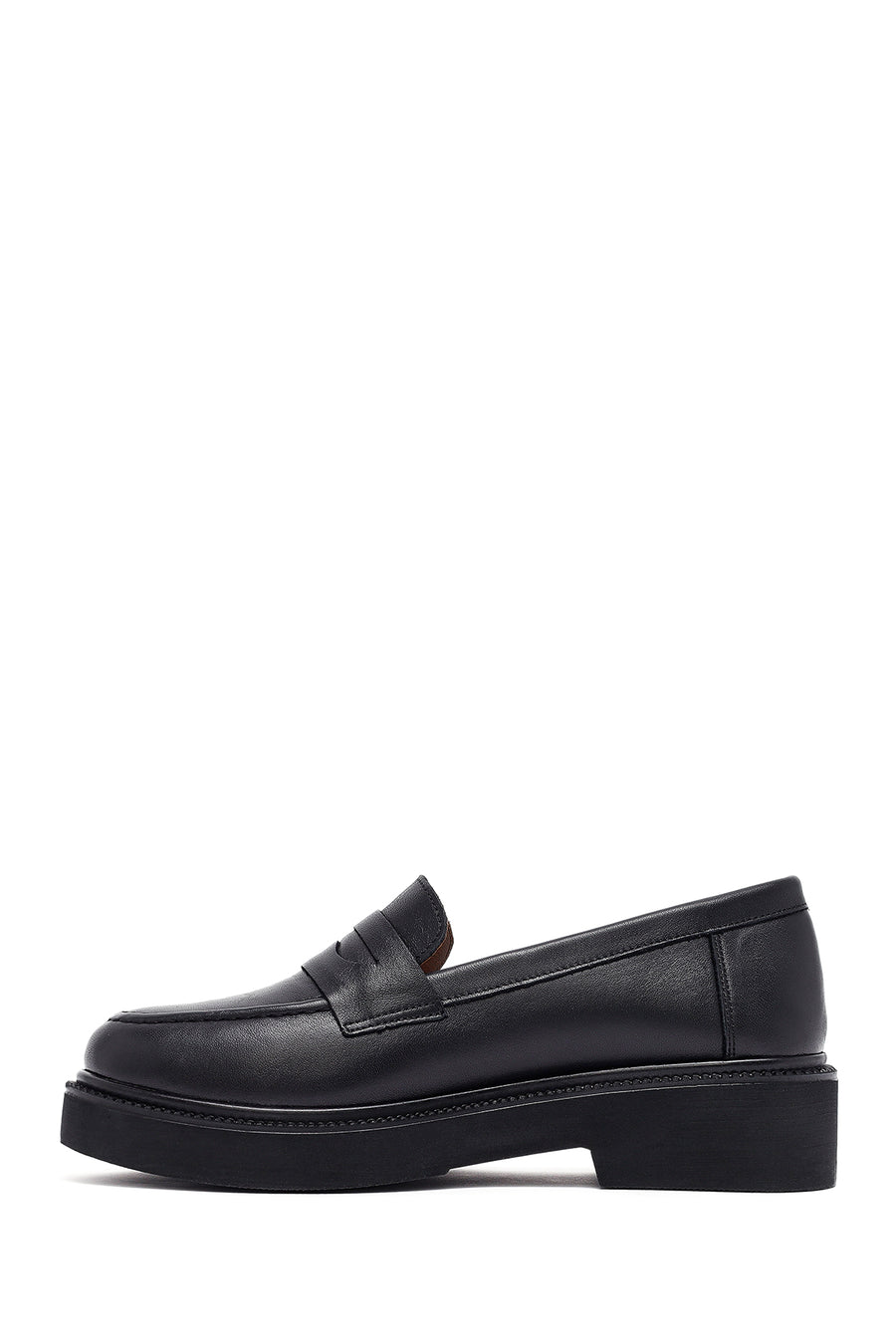 Woman Black Leather Masculine Loafer
