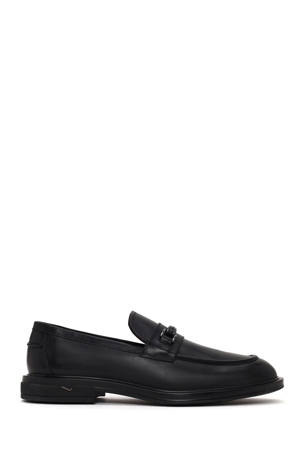 Erkek Siyah Tokalı Deri Klasik Loafer