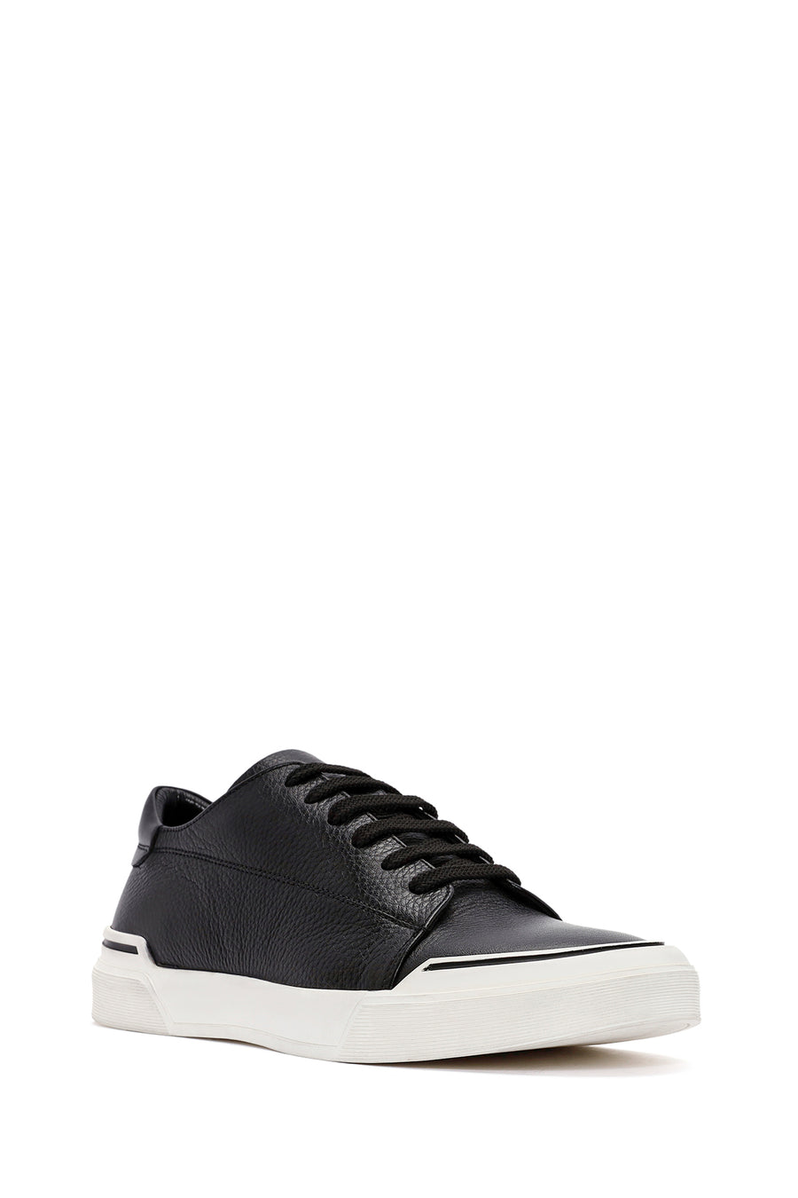 Erkek Siyah Bağcıklı Deri Sneaker