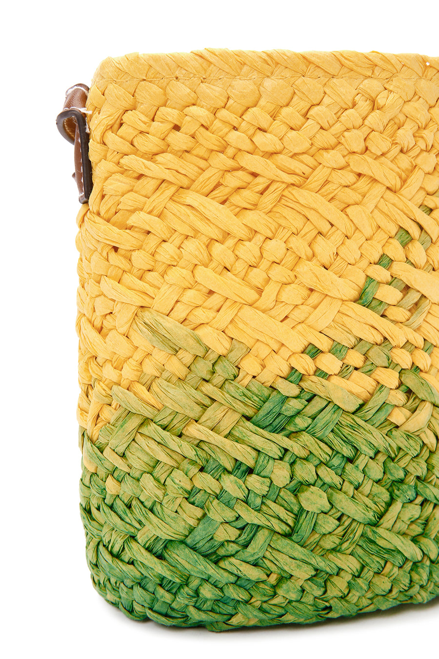 Women's Yellow Green Long Strap Straw Crossbody Bag