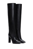 Women's Black Leather Heeled Boots | Derimod
