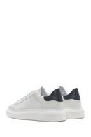Men's White Lace-up Thick-Sole Leather Sneaker | Derimod