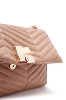 Women's Beige Long Strap Quilted Patterned Shoulder Bag | Derimod