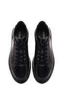 Erkek Siyah Bağcıklı Deri Sneaker | Derimod