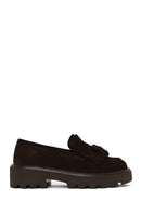 Woman Brown Thick-Soled Tassel Suede Loafer | Derimod