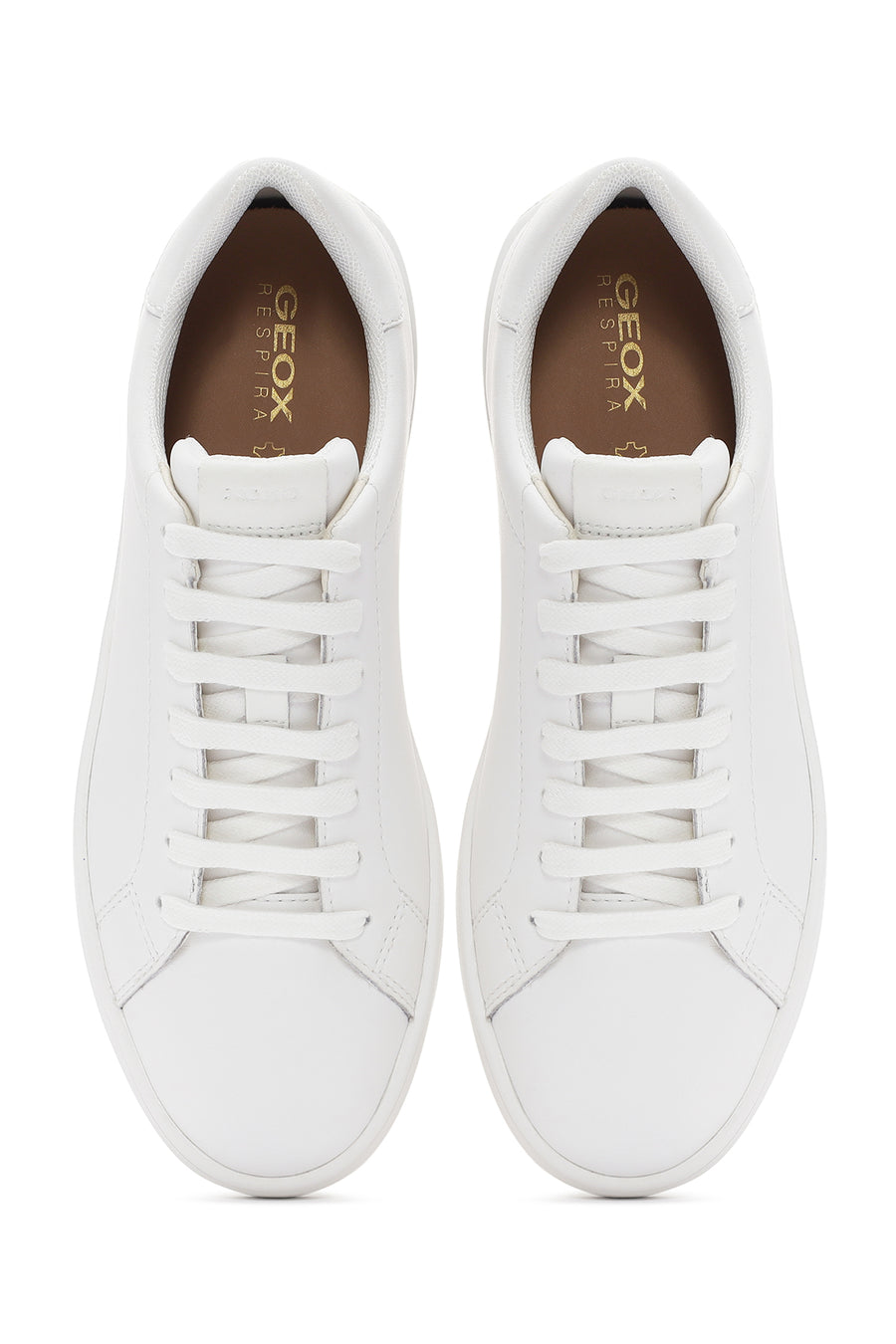 Geox Women's White Lace-Up Spherica Ecub Leather Sneaker