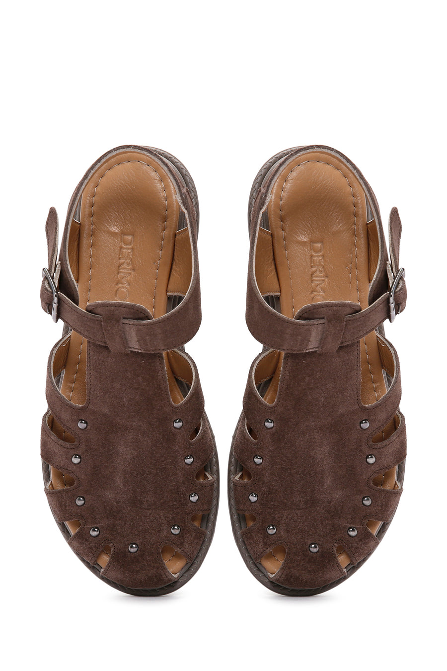 Women's Mink Ankle Strap Suede Leather Sandals