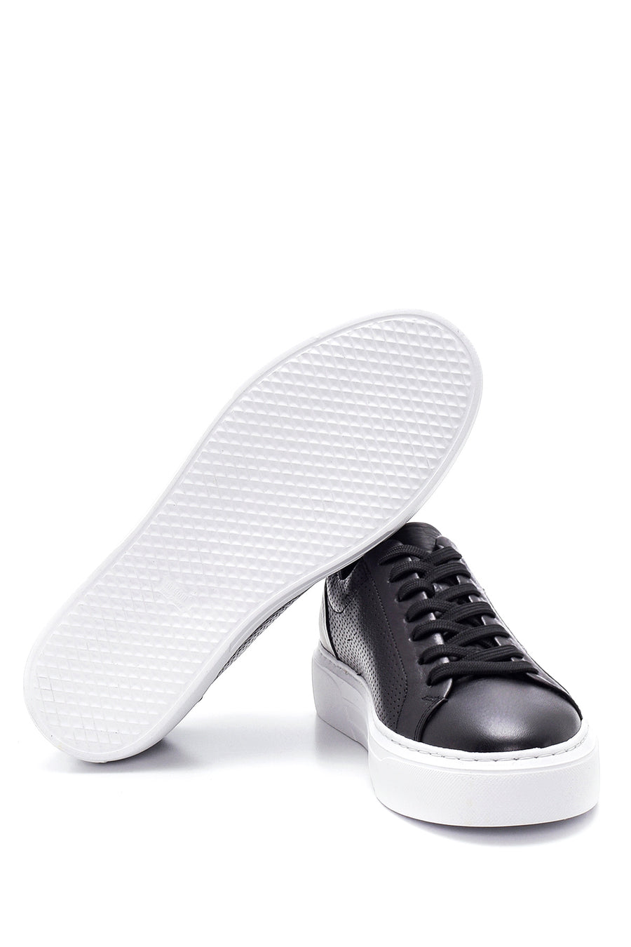 Men's Black Lace-up Leather Sneaker