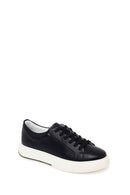 Erkek Siyah Bağcıklı Deri Sneaker | Derimod