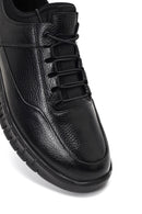 Erkek Siyah Bağcıklı Kalın Tabanlı Deri Casual Sneaker | Derimod