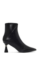 Women's Black Zippered Stone Detailed Heeled Boot | Derimod