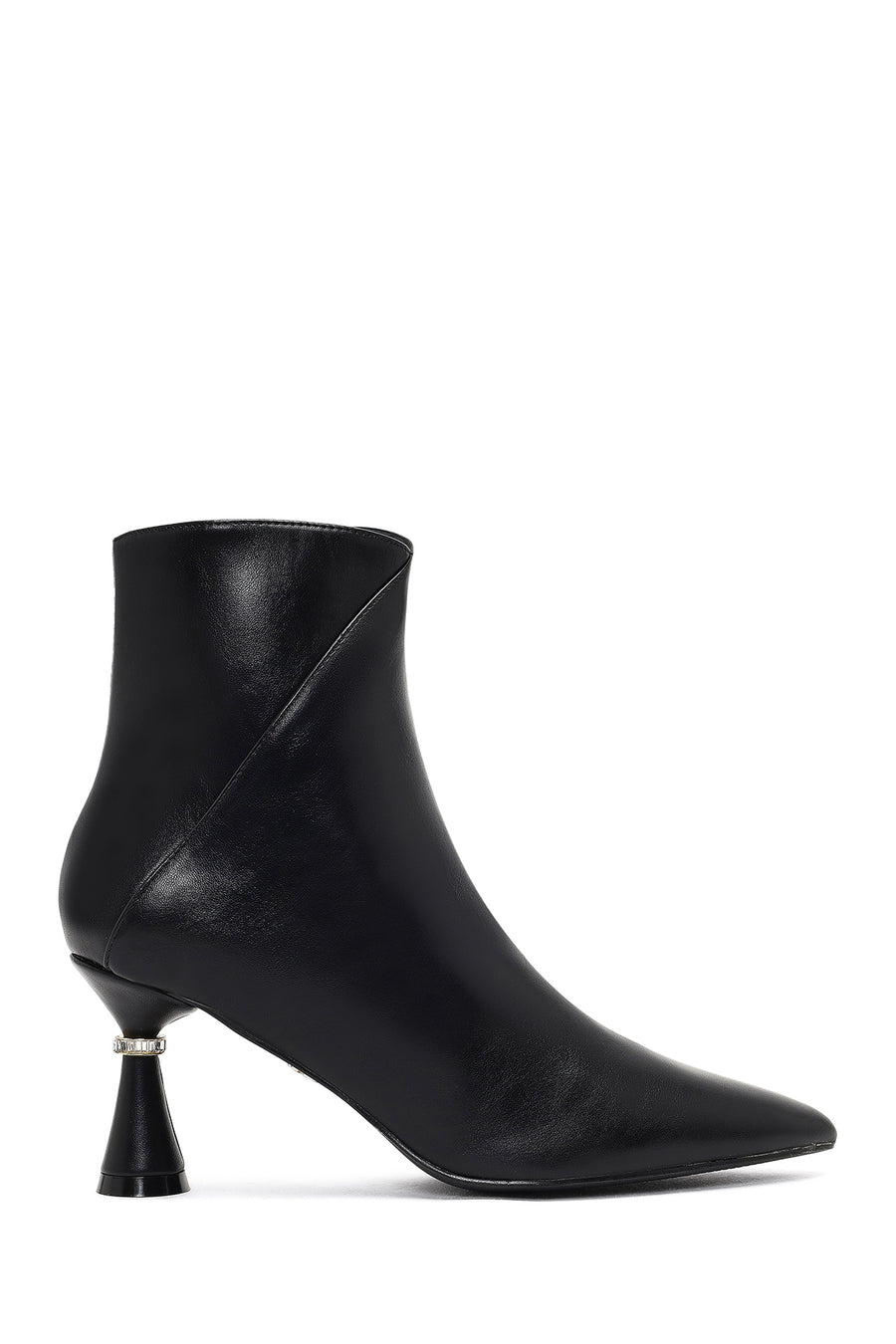 Women's Black Zippered Stone Detailed Heeled Boot 25AFE480918 | Derimod