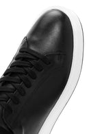 Erkek Siyah Bağcıklı Deri Sneaker | Derimod