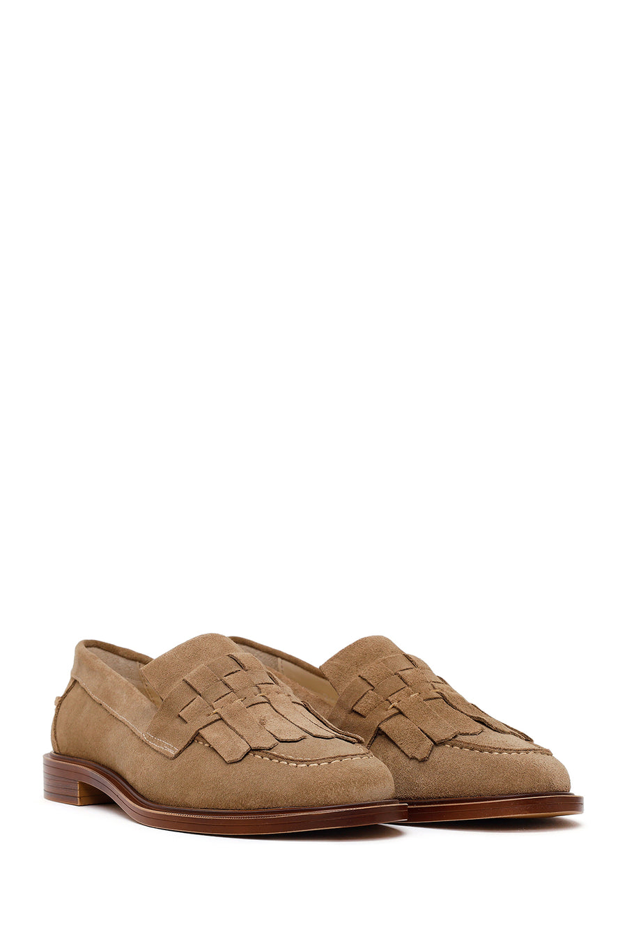 Woman Mink Tasselled Suede Leather Loafer