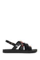 Woman Black Back-Buckled Rhinestone Sandals | Derimod