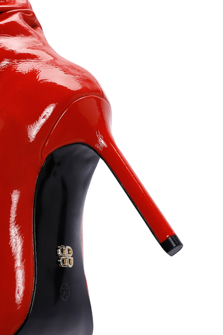 Women's Red Thin Heeled Patent Leather Boots