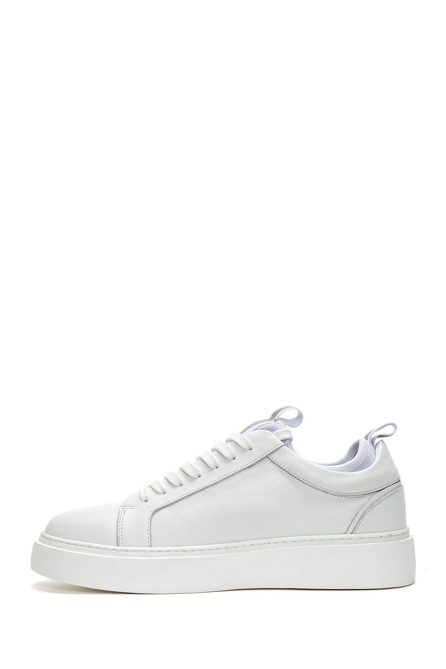 Men's White Lace-up Leather Sneaker
