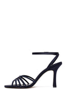 Woman Navy Ankle-Buckle Embellished Slim High-Heel Sandal | Derimod