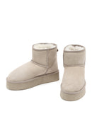 Women's Beige Thick-Soled Suede Leather Boots | Derimod