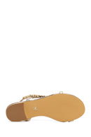 Woman Gold Stone-Embellished Sandal | Derimod
