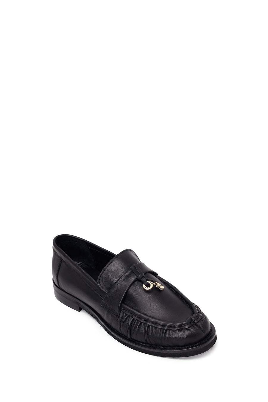 Kadın Siyah Deri Maskülen Loafer