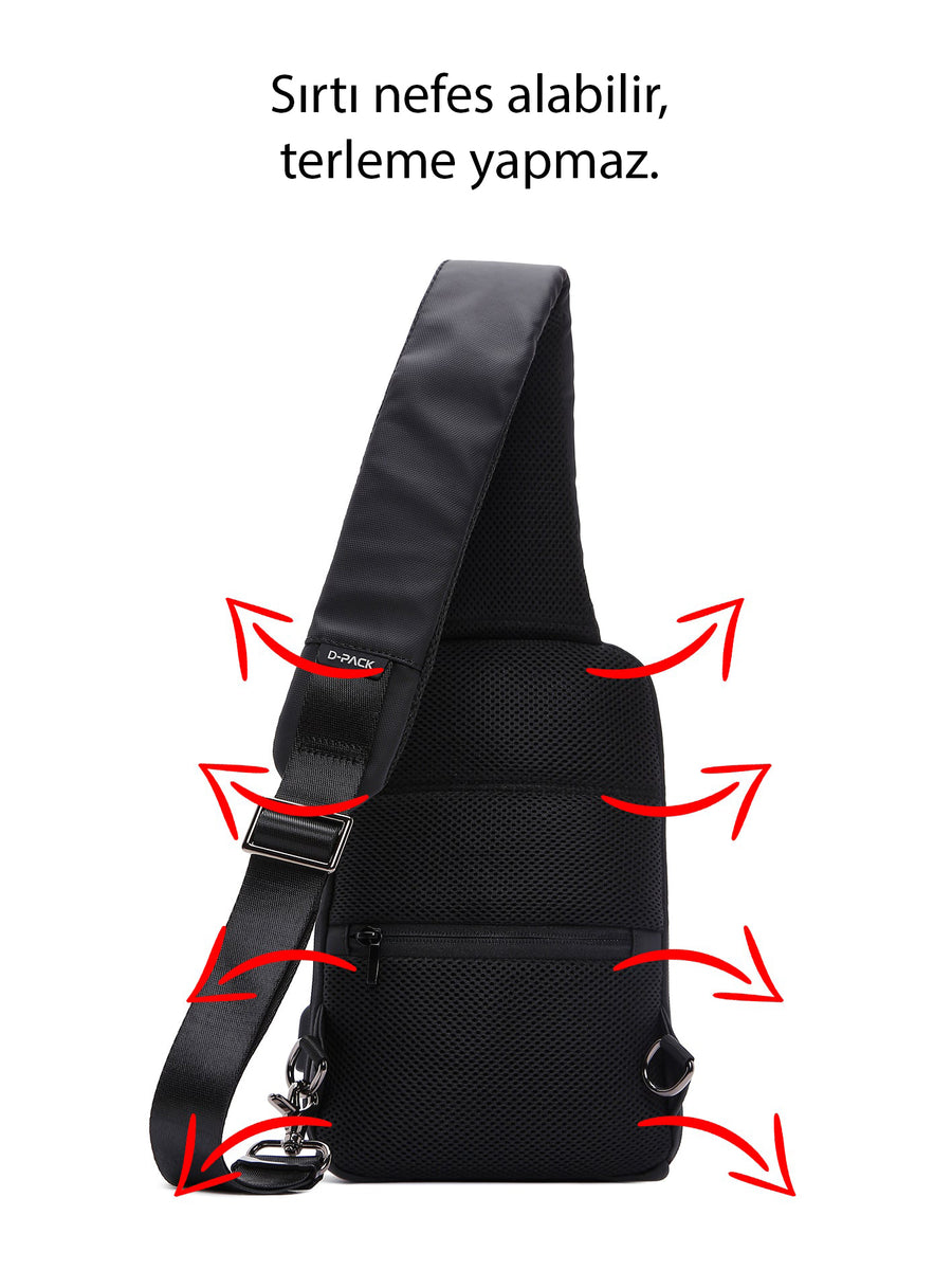 D-Pack Men's Black Technological Fabric Crossbody Bag
