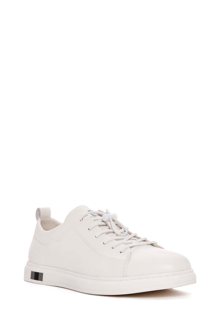 Men's White Lace-up Leather Sneaker