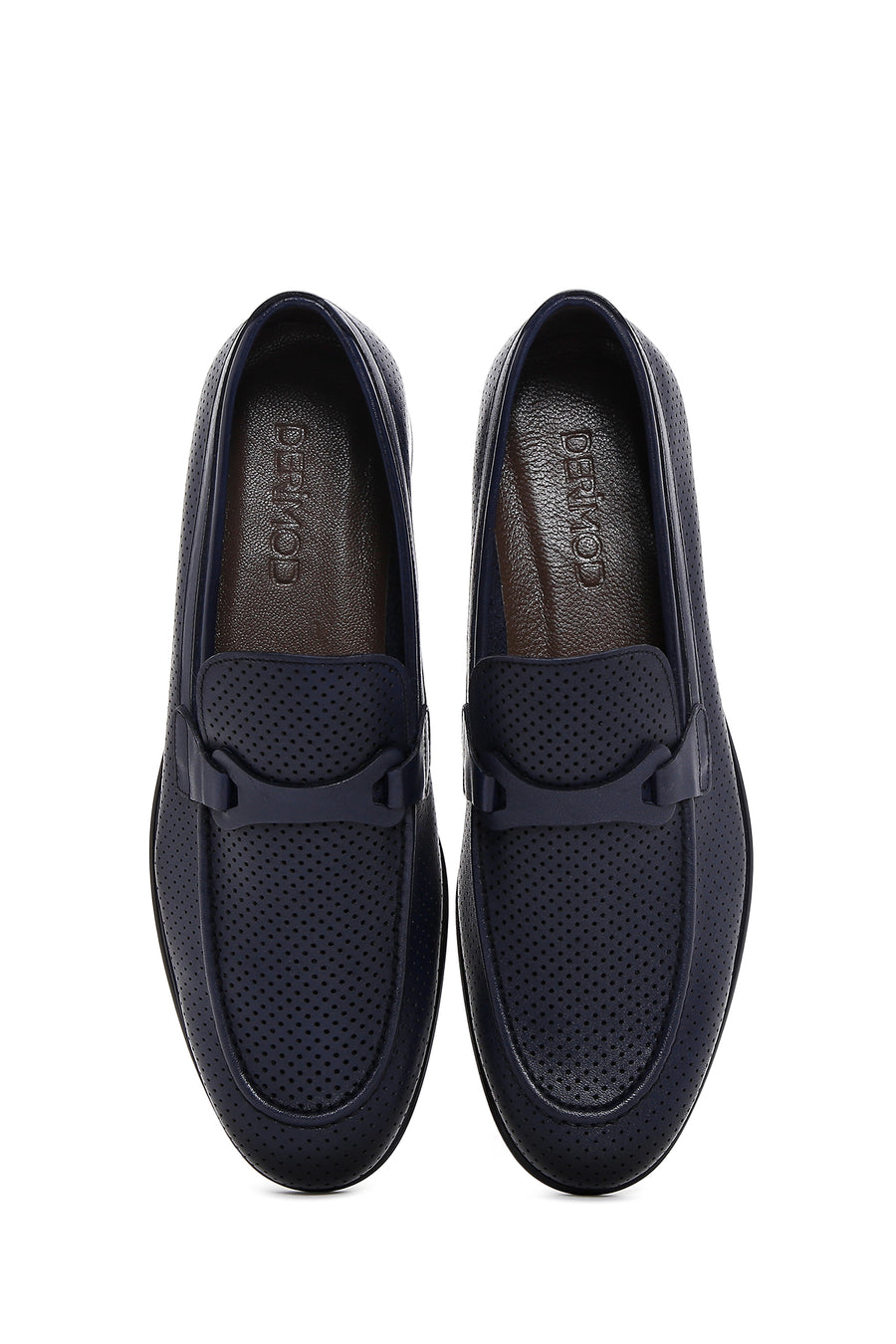 Erkek Lacivert Deri Klasik Loafer