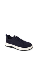 Male Navy Lace-up Fabric Sneaker | Derimod