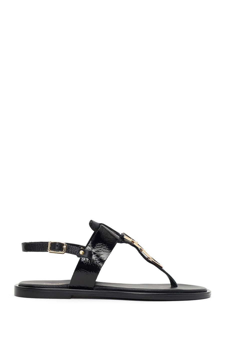 Women's Black Buckle Thong Leather Sandals 26SFD204416 | Derimod
