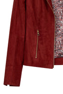 Lara Woman Burgundy Short Suede Jacket | Derimod