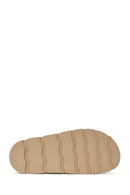 Women's Beige Thick Soled Suede Leather Slippers | Derimod