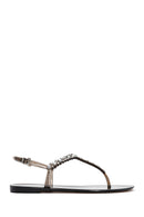 Women's Black Jelly Sandals with Stones | Derimod